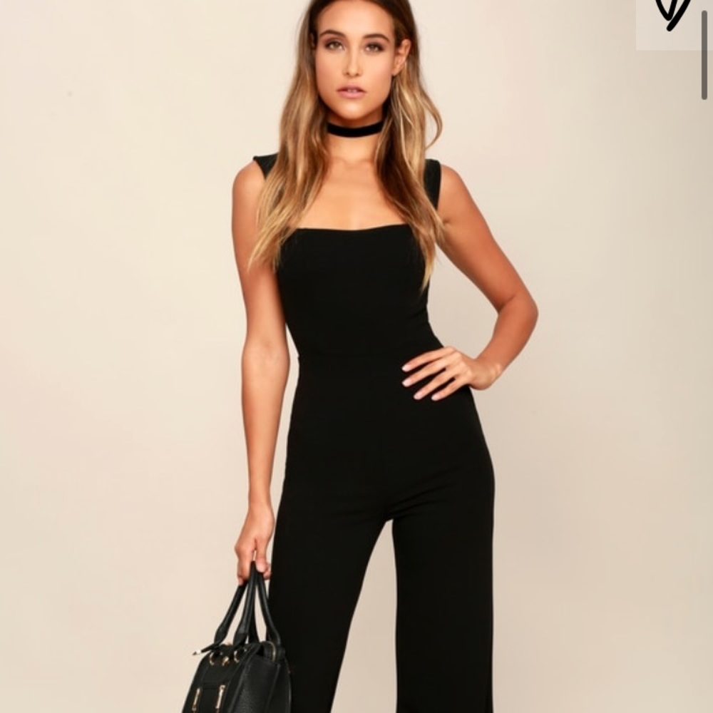 Lulus Enticing Endeavors Black Jumpsuit size Large